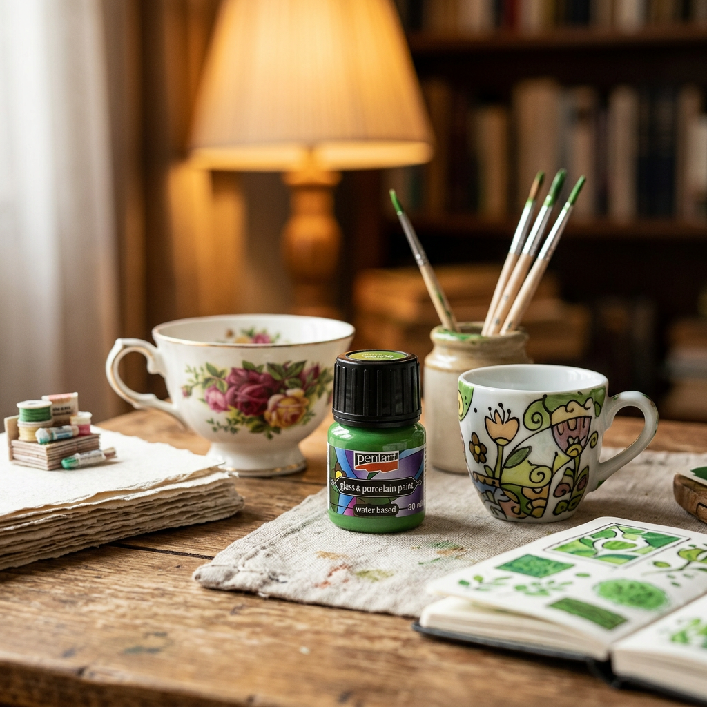 Barva na sklo a porcelán PENTART 30 ml JABLKOVÁ ZELENÁ