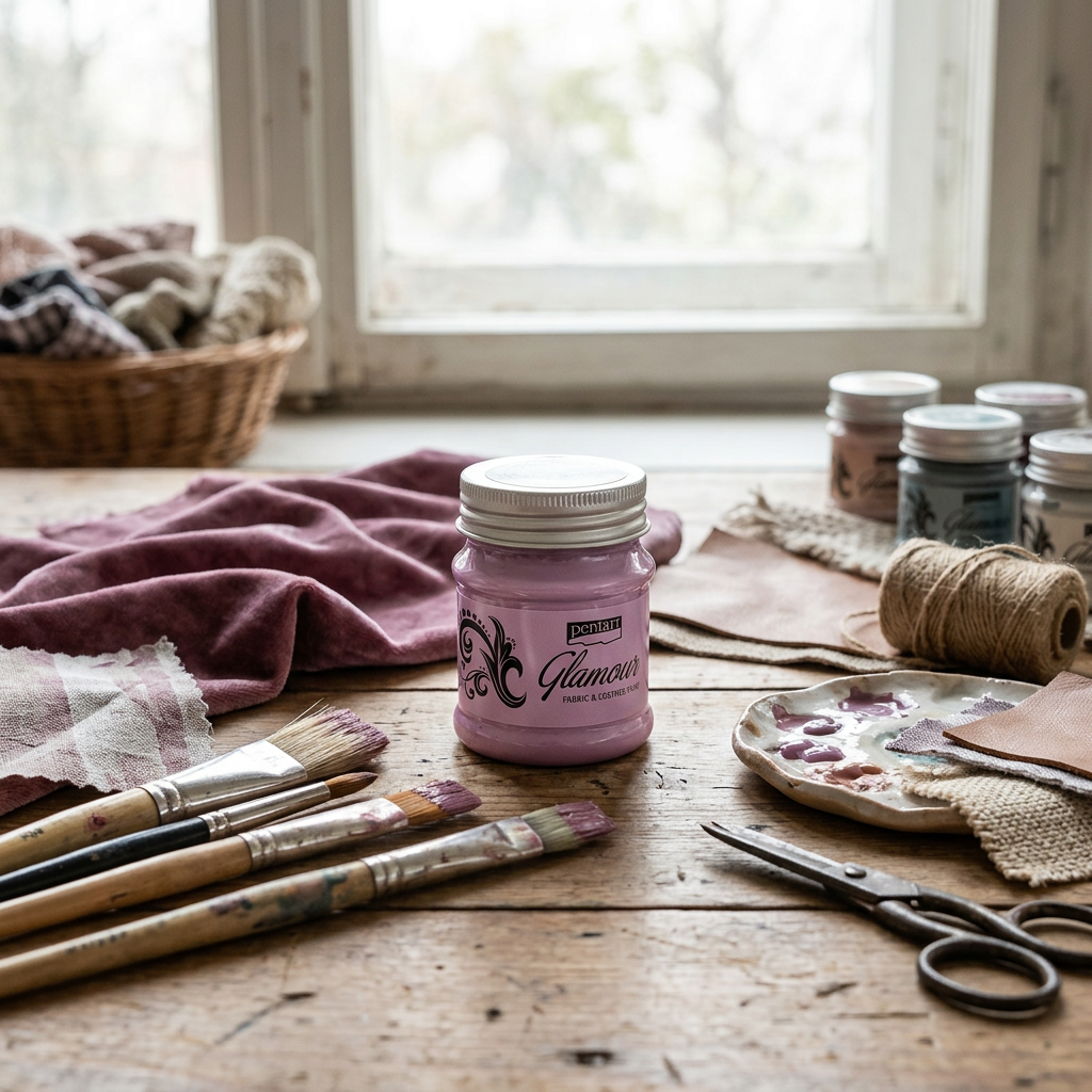 Barva na textil a kůži zářivá PENTART 50 ml STŘÍBŘITĚ RŮŽOVÁ