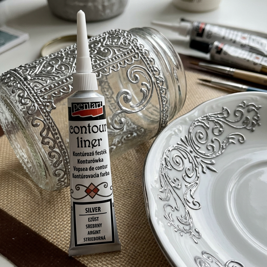 Konturovací liner metalický PENTART 20 ml STŘÍBRNÁ