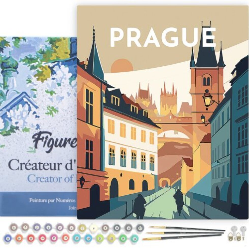 Malování podle čísel - VINTAGE PRAHA na rámu 40 x 50 cm