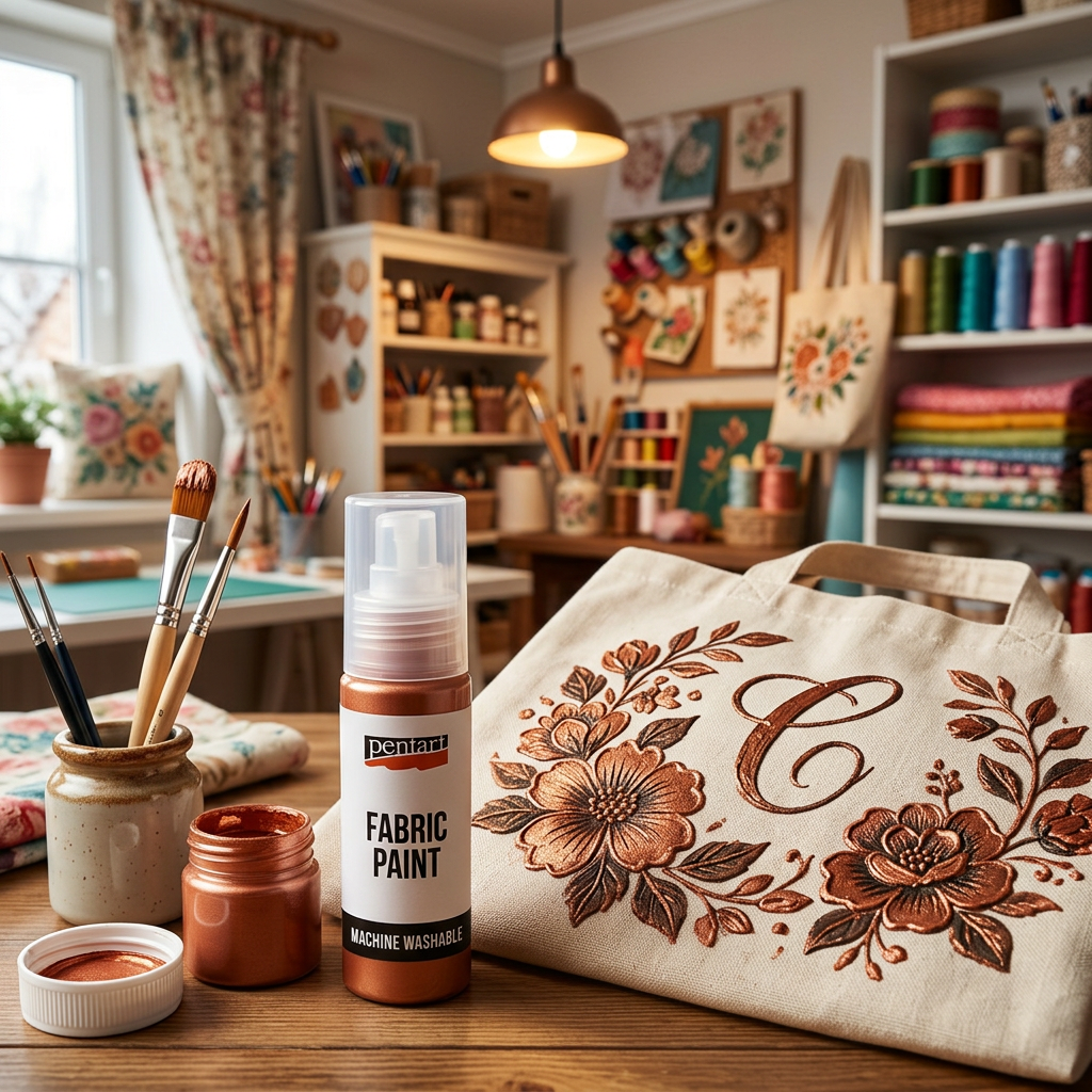 Barva na světlý a tmavý textil metalická PENTART 20 ml MĚDĚNÁ