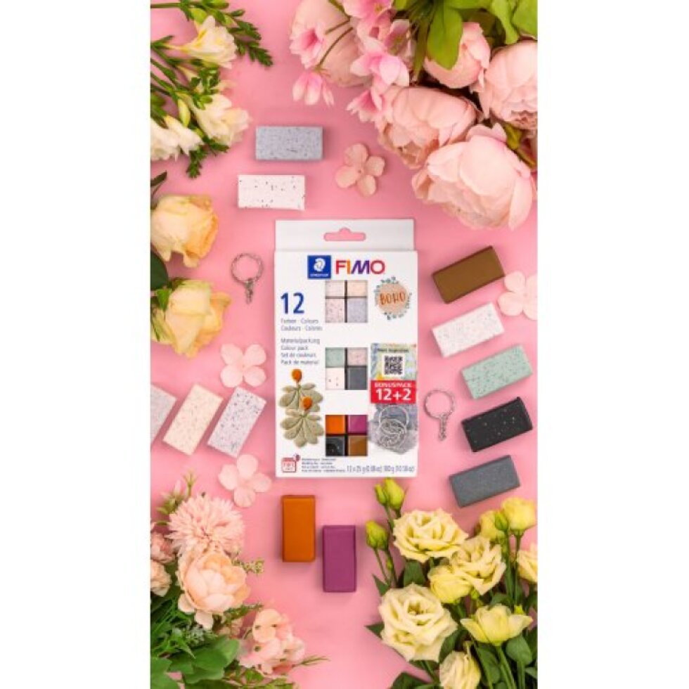 FIMO Efekt BOHO COLOR sada 12 barev 25 g + PROMO PRSTENY