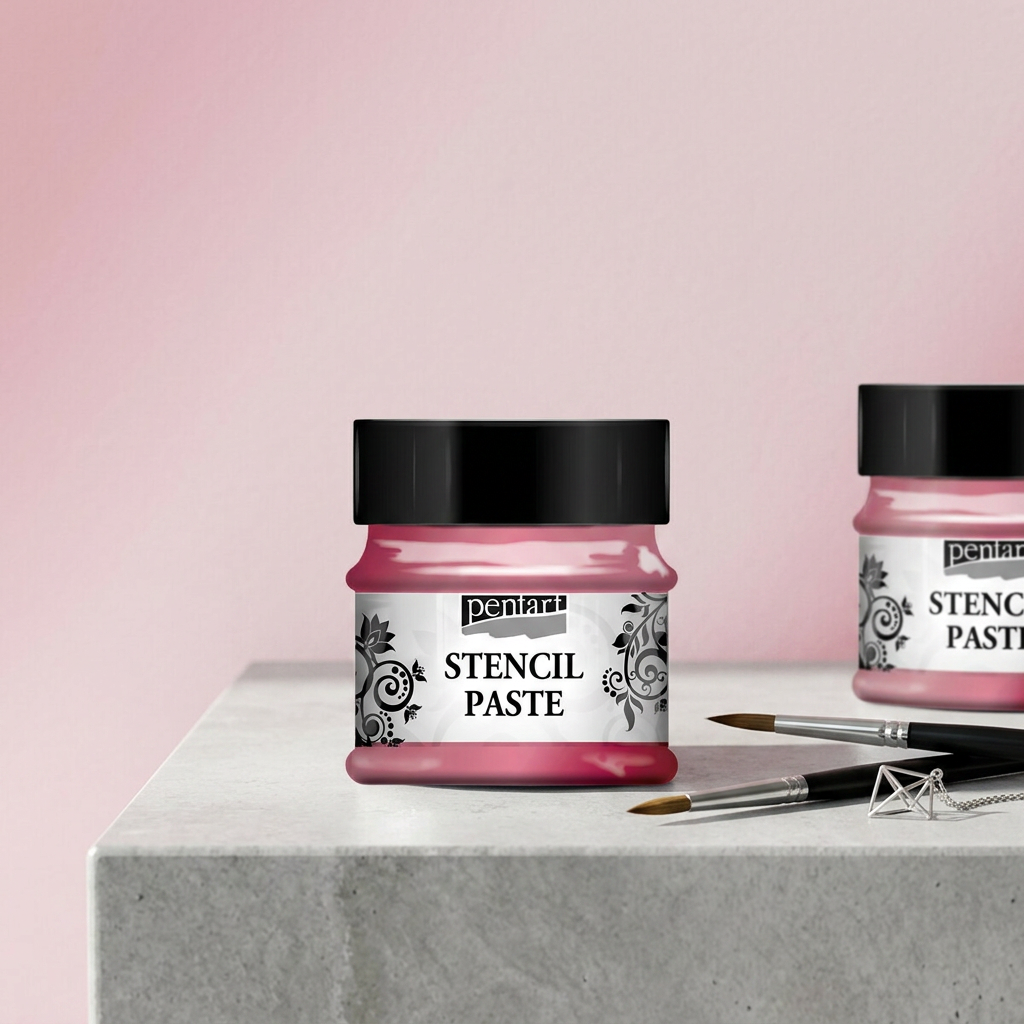 Šablonová pasta perleťová PENTART 50 ml TMAVĚ RŮŽOVÁ