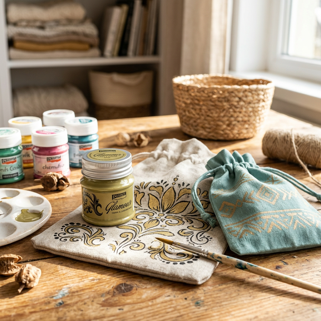 Barva na textil a kůži zářivá PENTART 50 ml ŠAMPAŇSKÁ