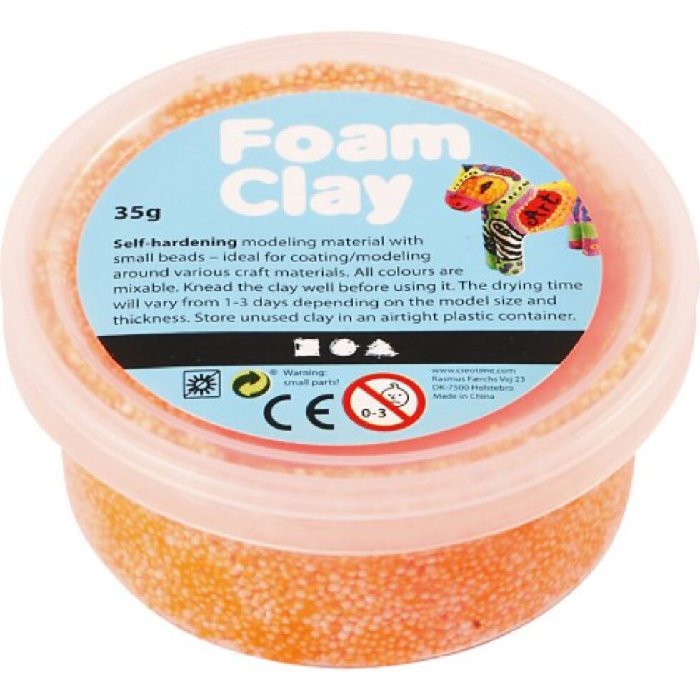 Samotvrdnoucí modelovací pěnová kuličková hmota Foam Clay 35g NEON ORANŽOVÁ