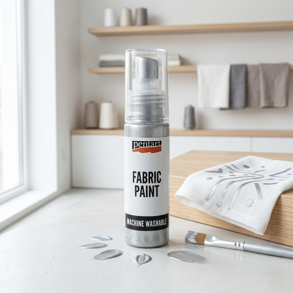 Barva na světlý a tmavý textil metalická PENTART 20 ml STŘÍBRNÁ