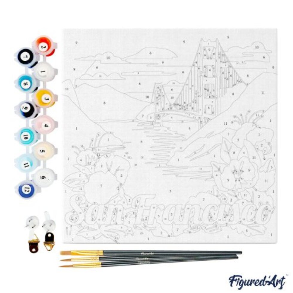 Mini malování podle čísel - Travel Poster SAN FRANCISCO 20 x 20 cm na rámu