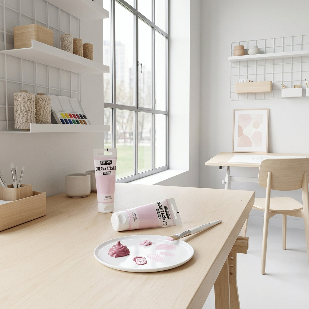 Krémová akrylová barva pololesklá PENTART 60 ml BABY RŮŽOVÁ