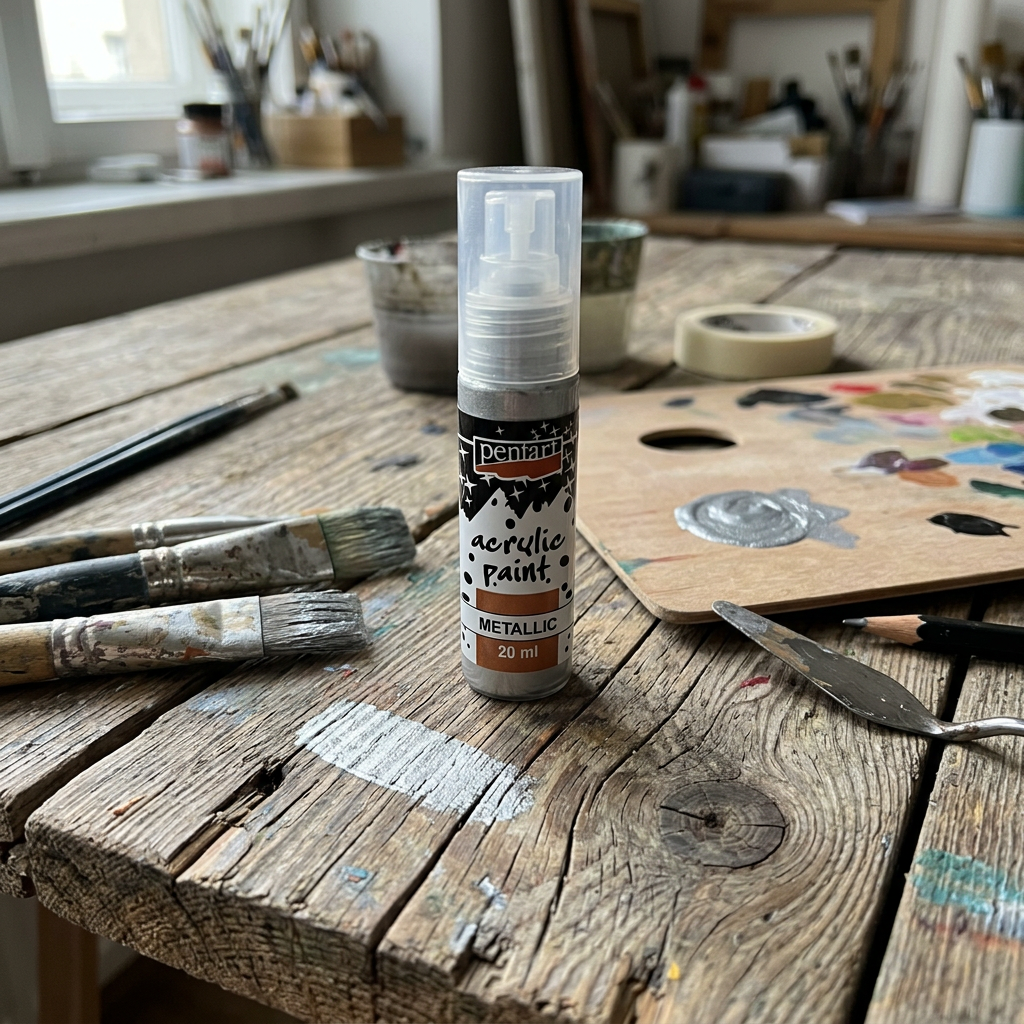 Akrylová barva metalická PENTART 20 ml ROKOKO STŘÍBRNÁ