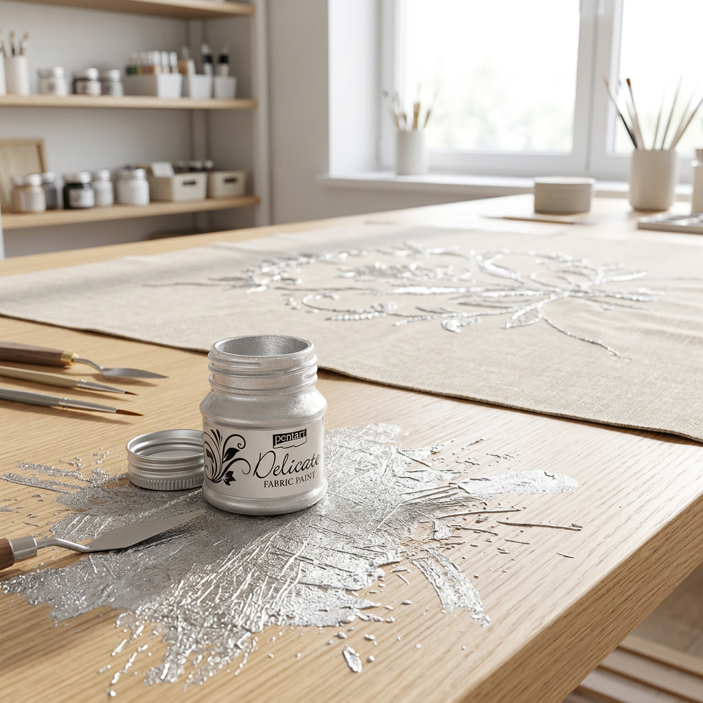 Barva na textil delikátní PENTART 50 ml STŘÍBRNÁ