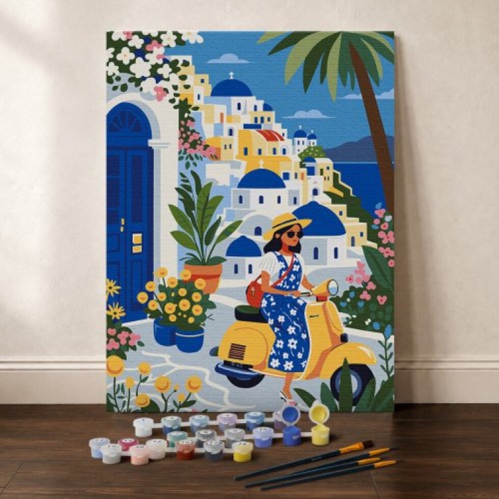 Malování podle čísel - VÝLET NA SANTORINI 24.5 x 32.5 cm