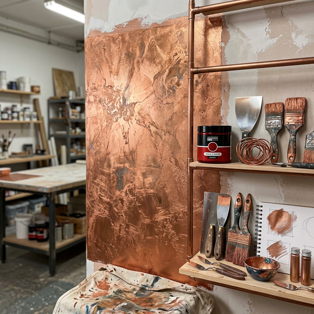Lazurovací barva na zeď metallic WALL DECOR 500 ml ČERVENÁ MĚĎ