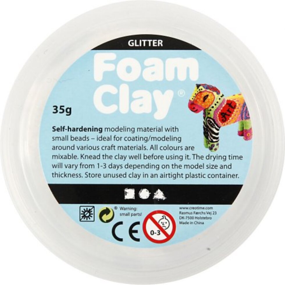 Samotvrdnoucí modelovací pěnová kuličková hmota Foam Clay 35g BÍLÁ TŘPYTIVÁ