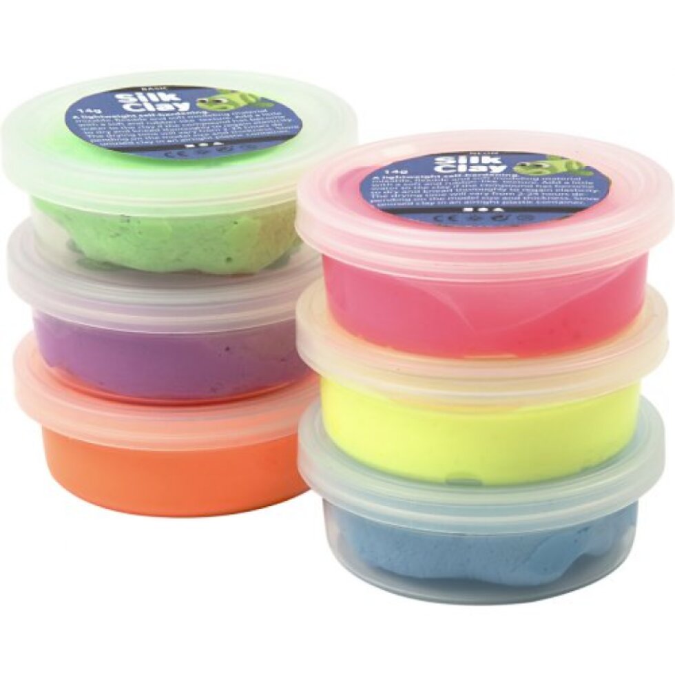 Silk Clay hedvábná modelovací hmota sada 6 barev NEONOVÉ BARVY