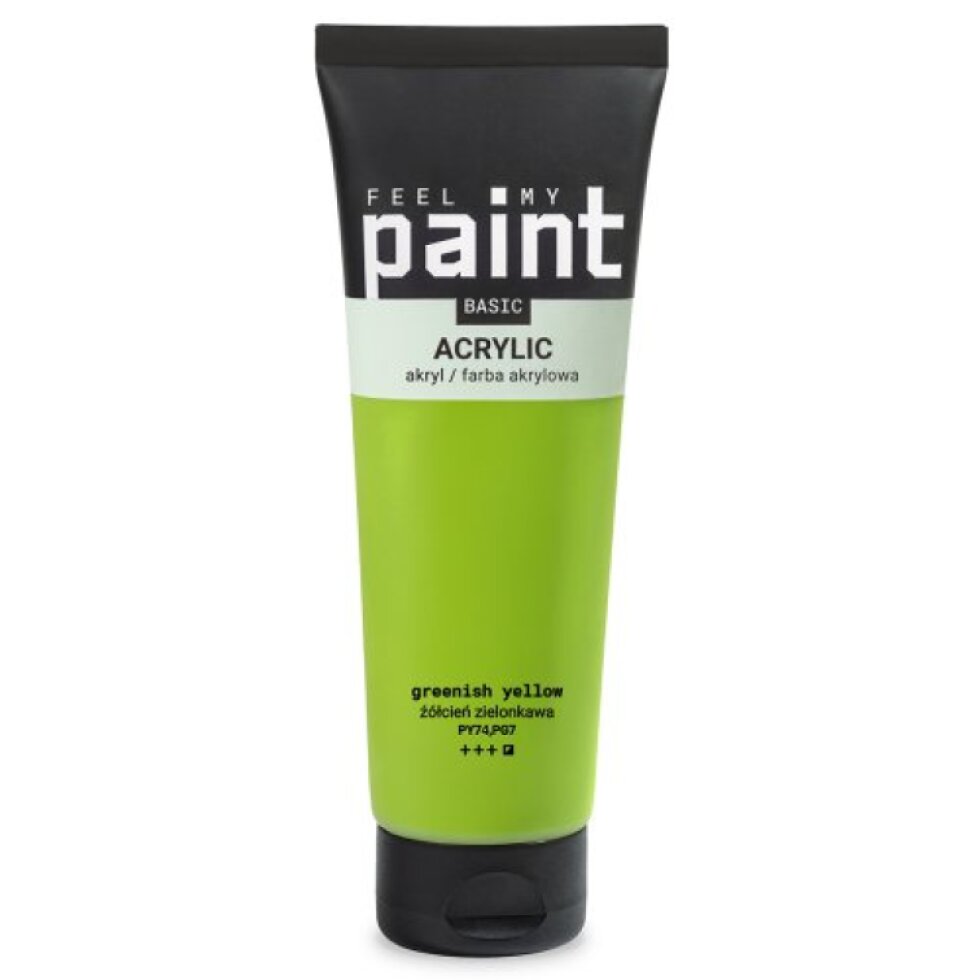 Akrylová barva FeelMyPaint 120 ml ZELENOŽLUTÁ - certifikace o bezpečnosti dětských hraček