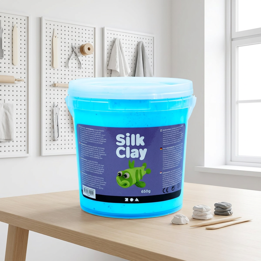 Samotvrdnoucí modelovací lehká hmota Silk Clay NEON MODRÁ 650 g