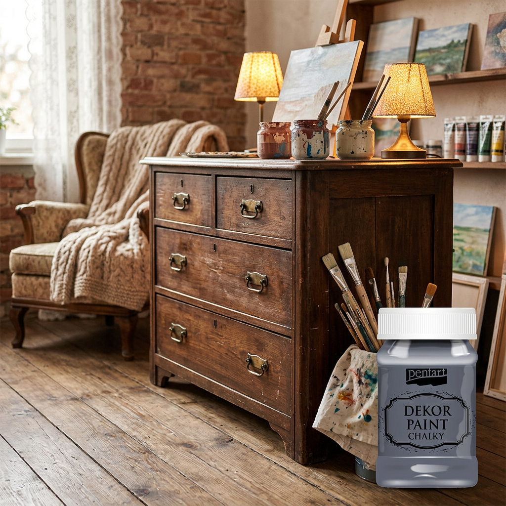 Křídová a dekorační barva PENTART 100 ml GRAFITOVÁ ŠEDÁ