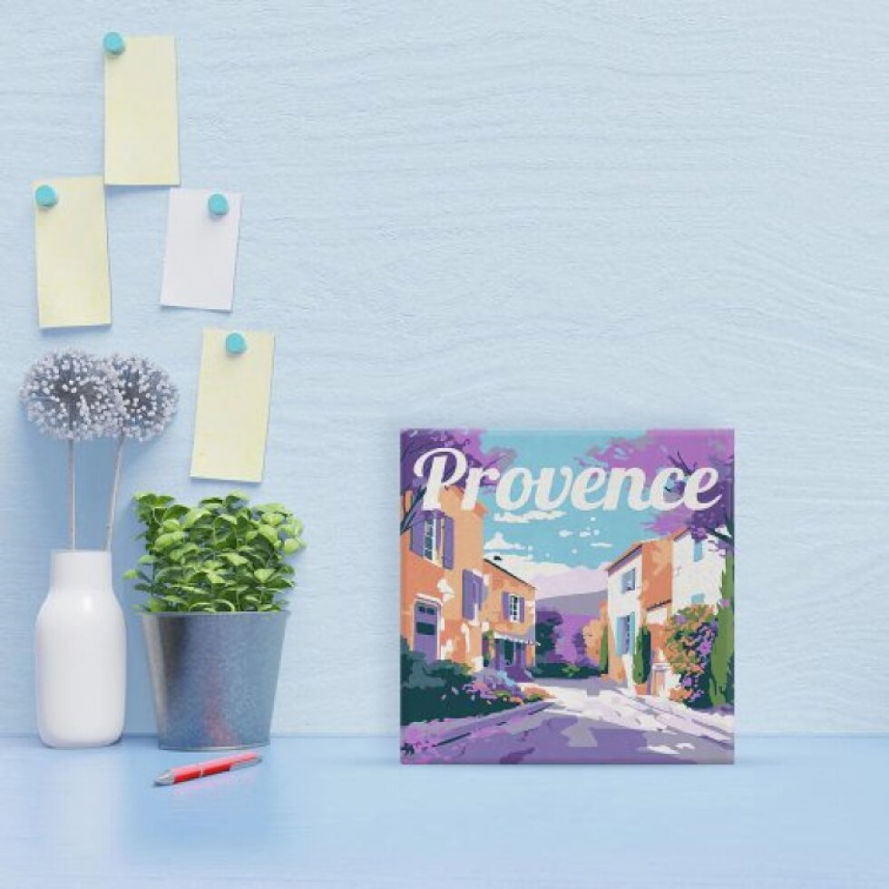 Mini malování podle čísel - Travel Poster JARO V PROVENCE 20 x 20 cm na rámu