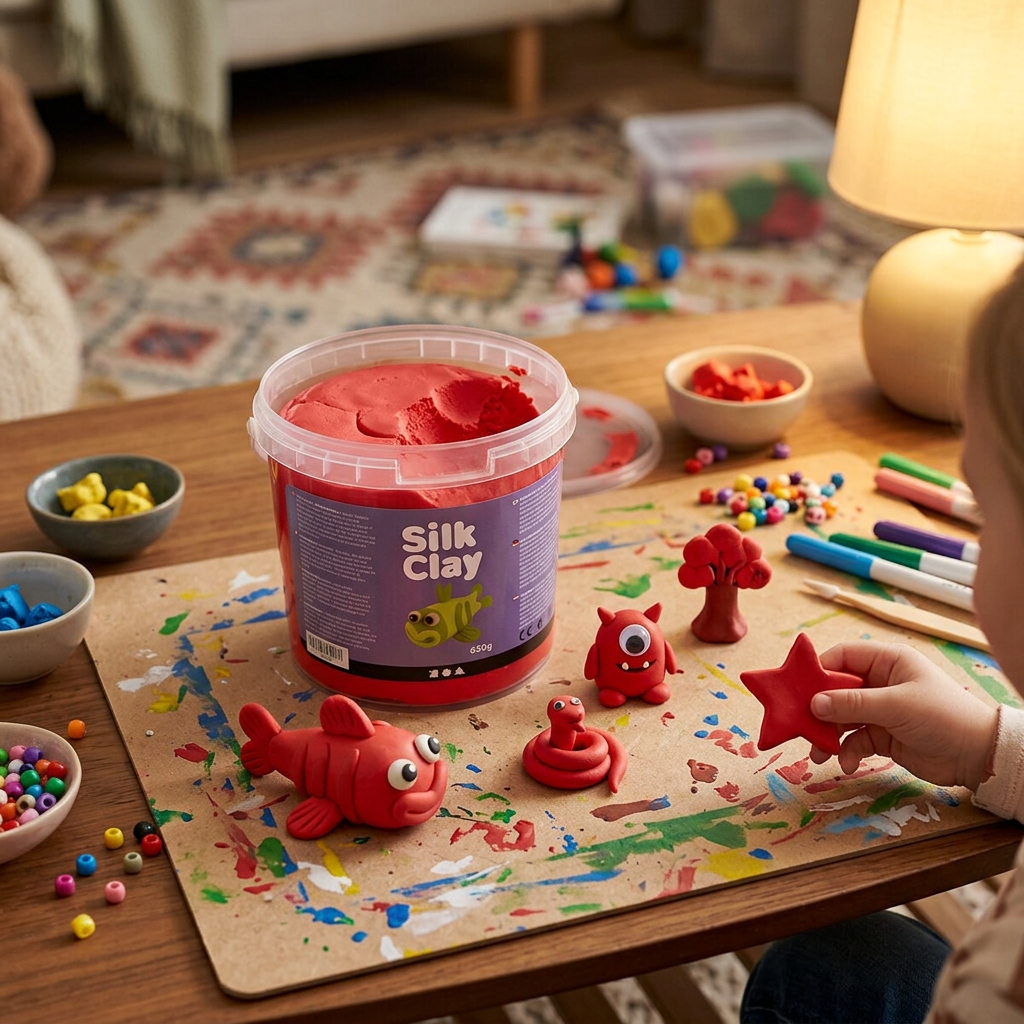 Samotvrdnoucí modelovací lehká hmota Silk Clay ČERVENÁ 650 g