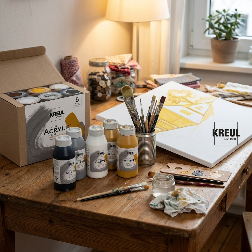 Sada Akrylová barva TRITON KREUL 6 x 750 ml ZÁKLADNÍ a NEUTRÁLNÍ BARVY