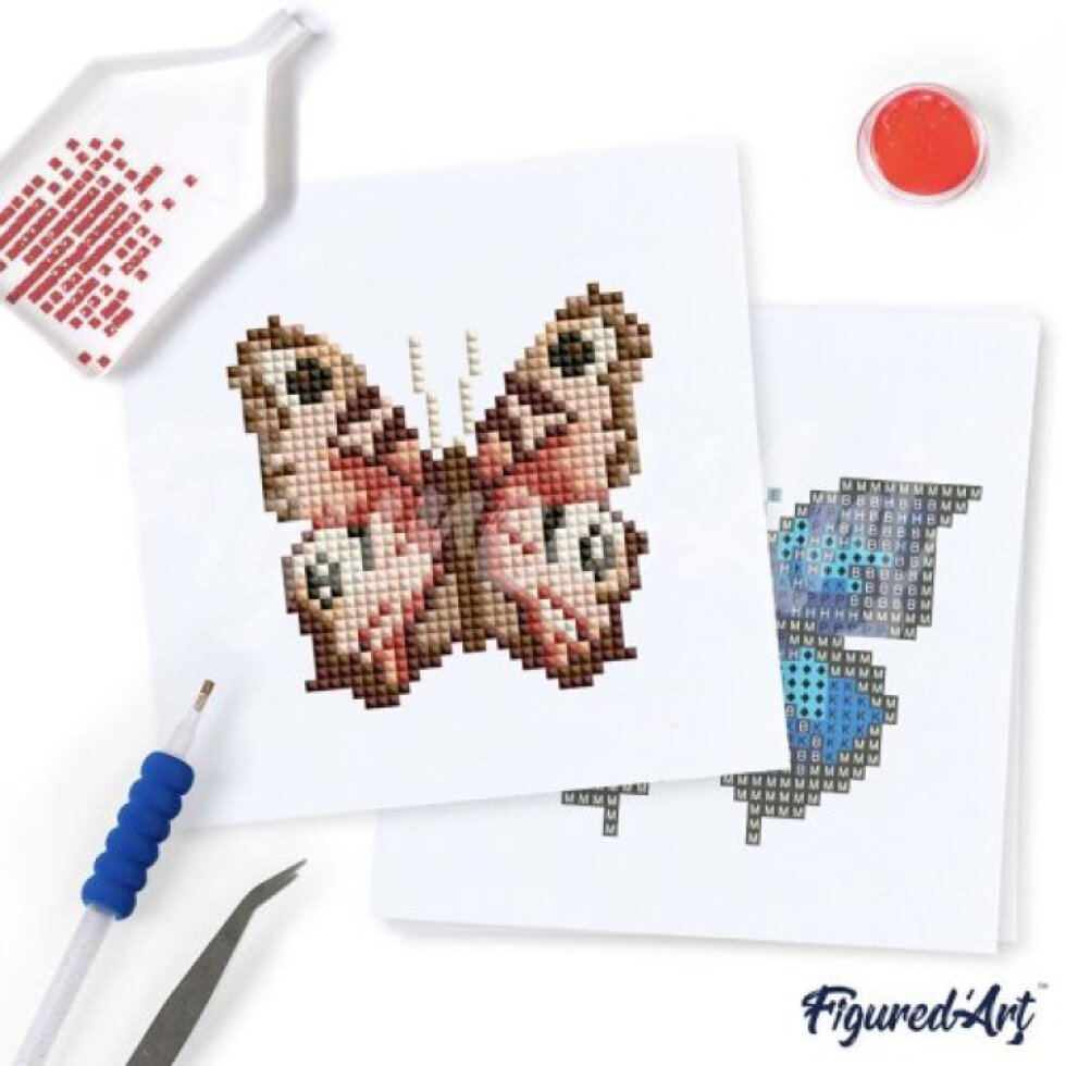 Mini diamantové malování SÉRIE 9 OBRÁZKŮ 15 x 15 cm - MOTÝLI