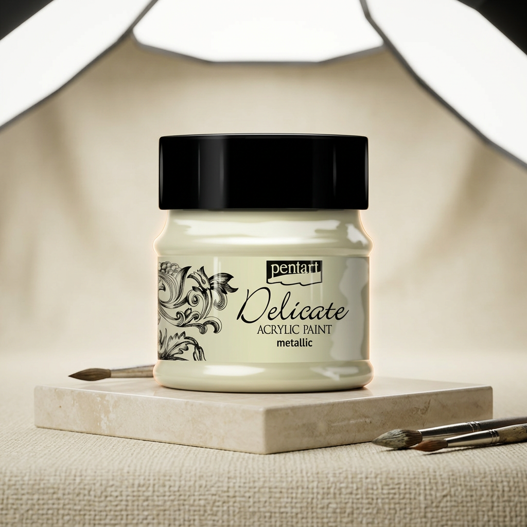 Akrylová barva delikátní metalická PENTART 50 ml BÍLÁ ZLATÁ