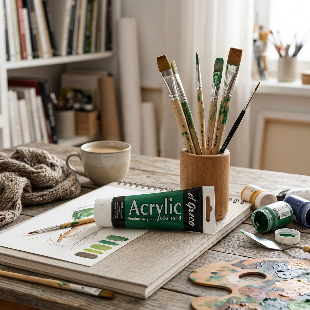Akrylová barva EL GRECO 75 ml LISTOVÁ ZELENÁ
