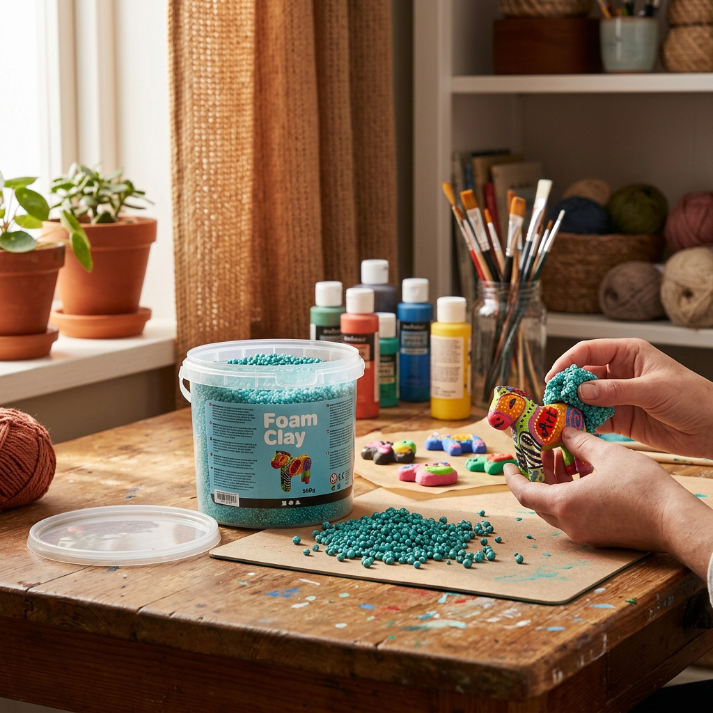 Samotvrdnoucí modelovací pěnová kuličková hmota Foam Clay TMAVÁ ZELENÁ 560g