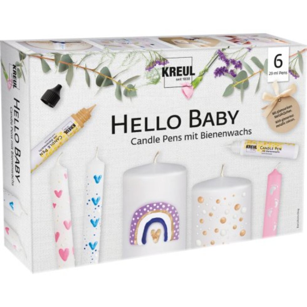 Sada CANDLE PEN KREUL voskové pero pro malování svíček HELLO BABY