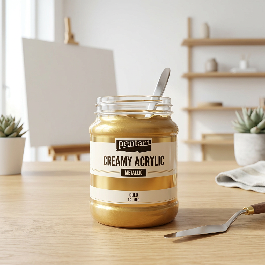 Krémová akrylová barva metalická PENTART 60 ml ZLATÁ