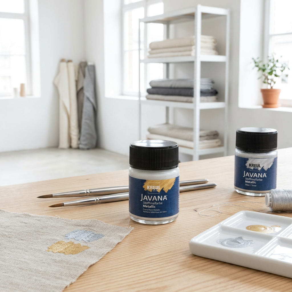 Barva na textil metalická JAVANA 50 ml STŘÍBRNÁ