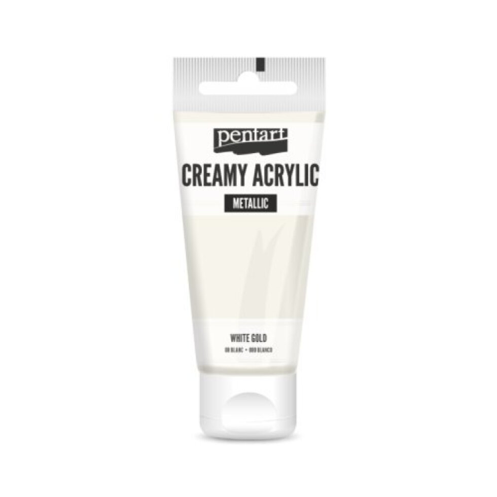 Krémová akrylová barva matná PENTART 60 ml BÍLÉ ZLATÁ
