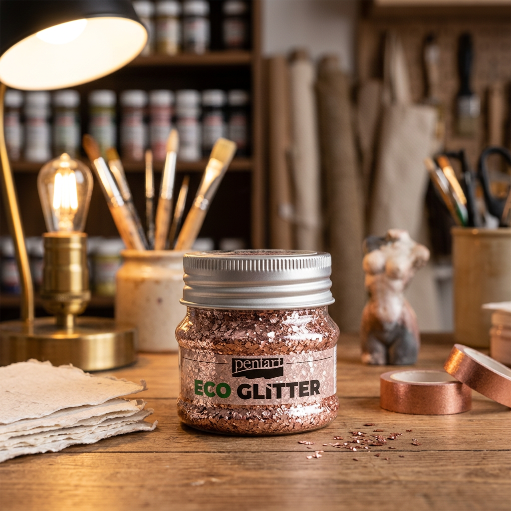 Eko Glitter PENTART 15 g HRUBÁ RŮŽOVO ZLATÁ