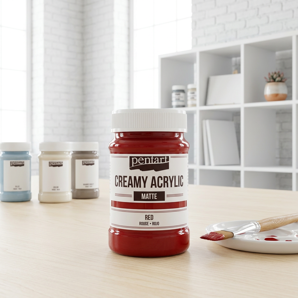 Krémová akrylová barva matná PENTART 60 ml ČERVENÁ