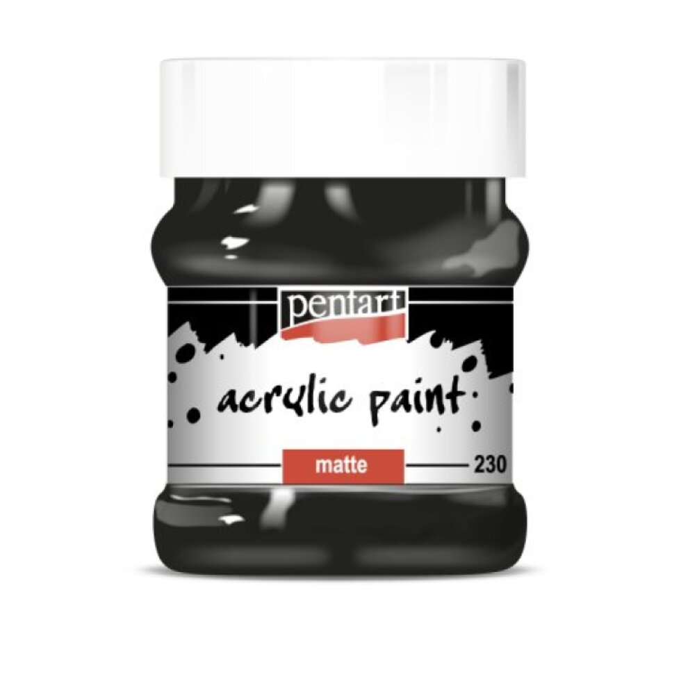 Akrylová barva matná PENTART 230 ml ČERNÁ