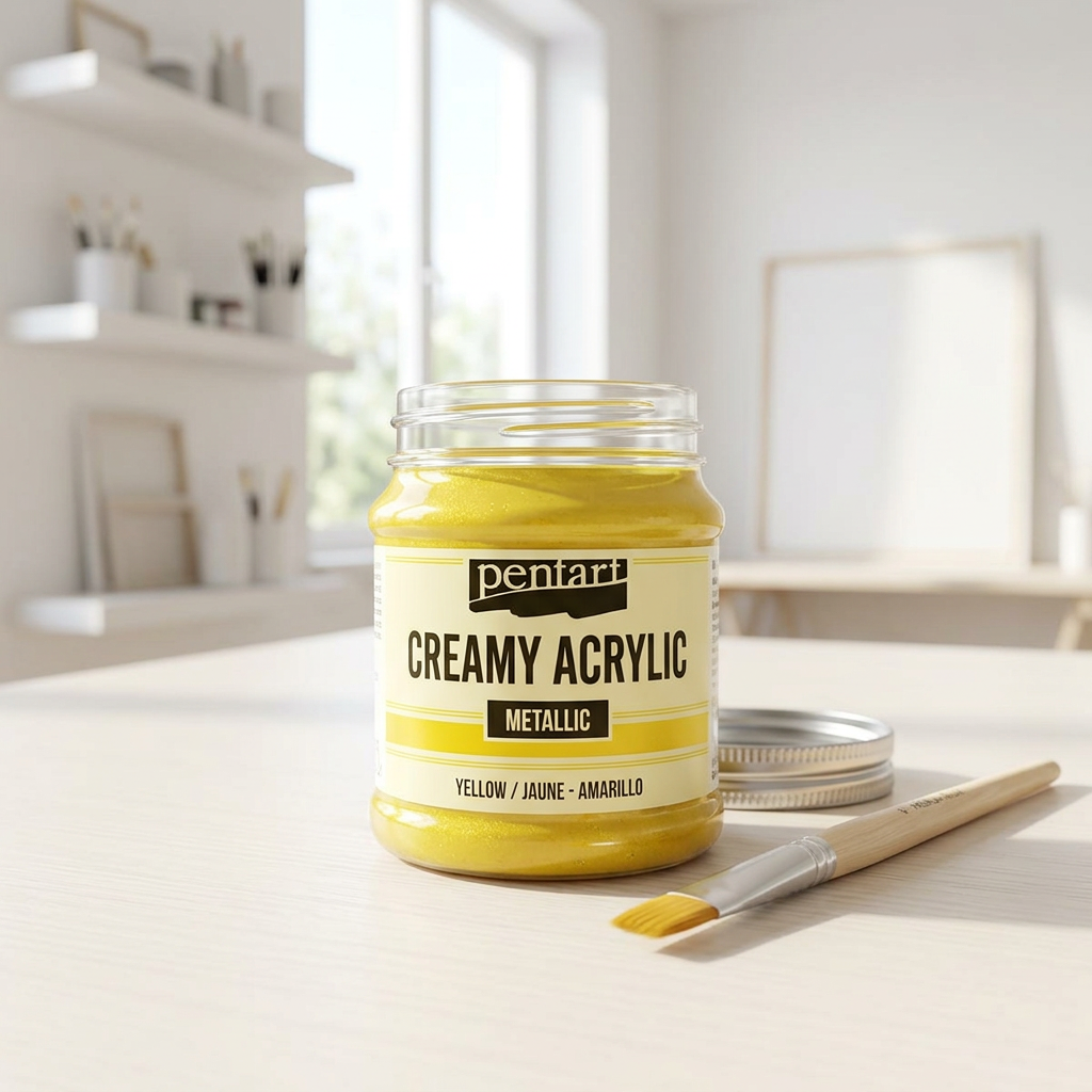Krémová akrylová barva pololesklá PENTART 60 ml ŽLUTÁ