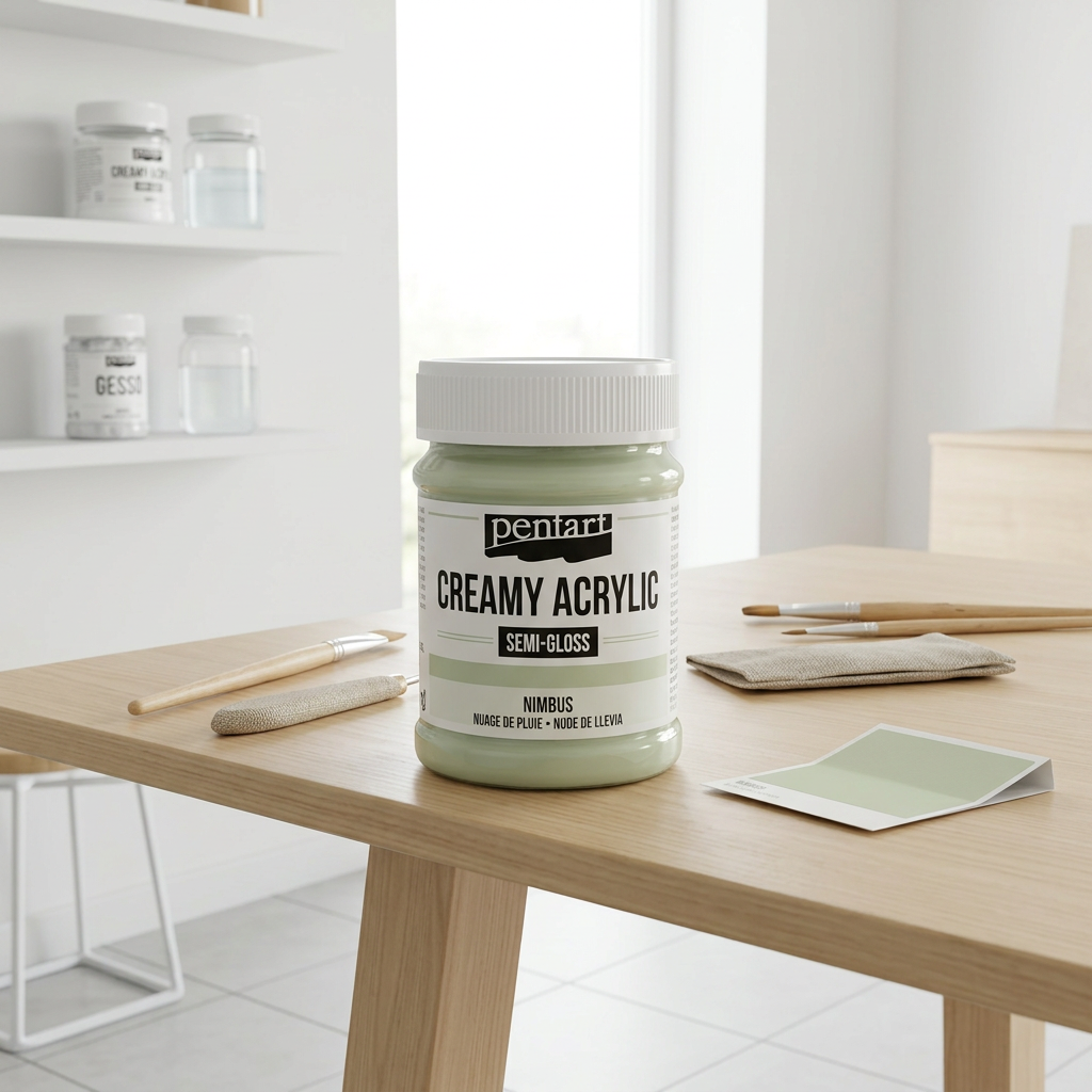 Krémová akrylová barva pololesklá PENTART 60 ml SVĚTLÁ ZELENÁ