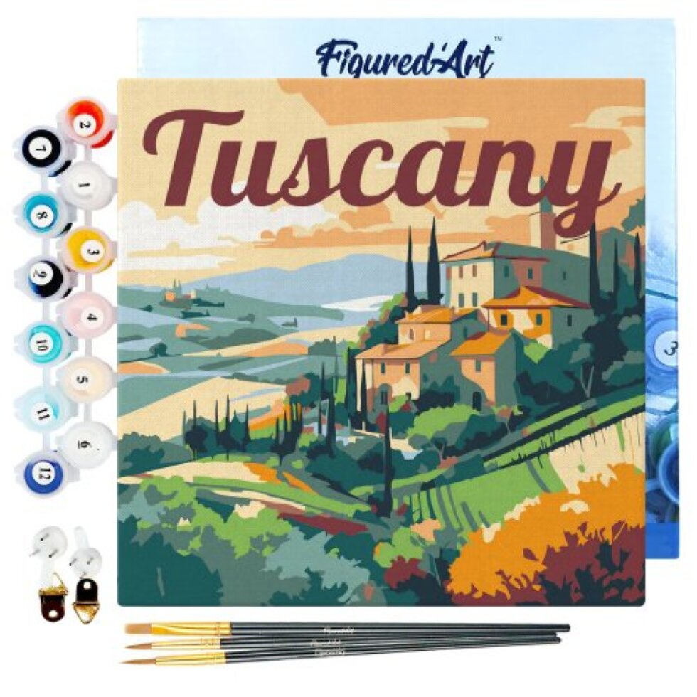 Mini malování podle čísel - Travel Poster TOSKÁNSKÉ LÉTO 20 x 20 cm na rámu