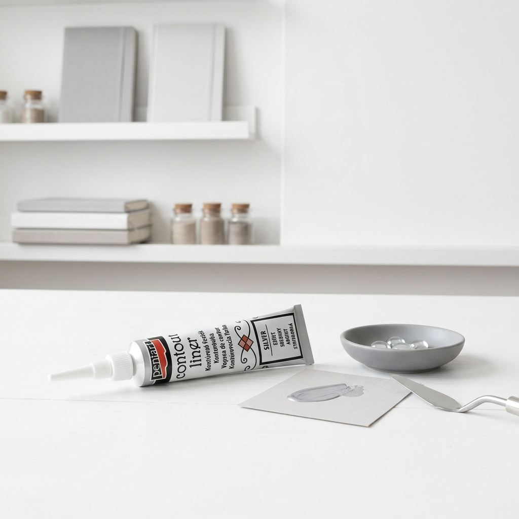 Konturovací liner metalický PENTART 20 ml STŘÍBRNÁ