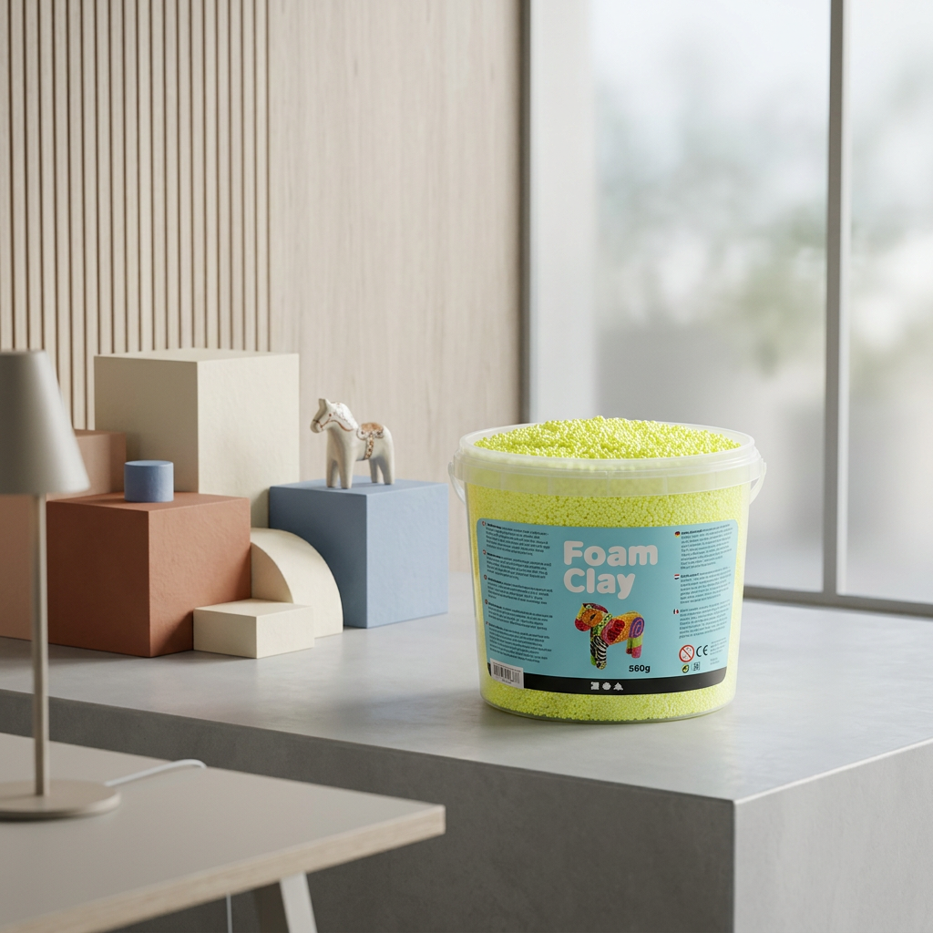 Samotvrdnoucí modelovací pěnová kuličková hmota Foam Clay NEON ŽLUTÁ 560g