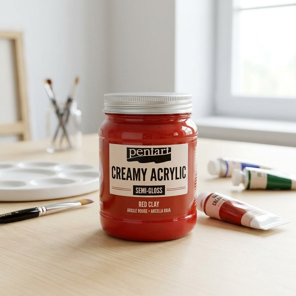 Krémová akrylová barva pololesklá PENTART 60 ml ČERVENÁ