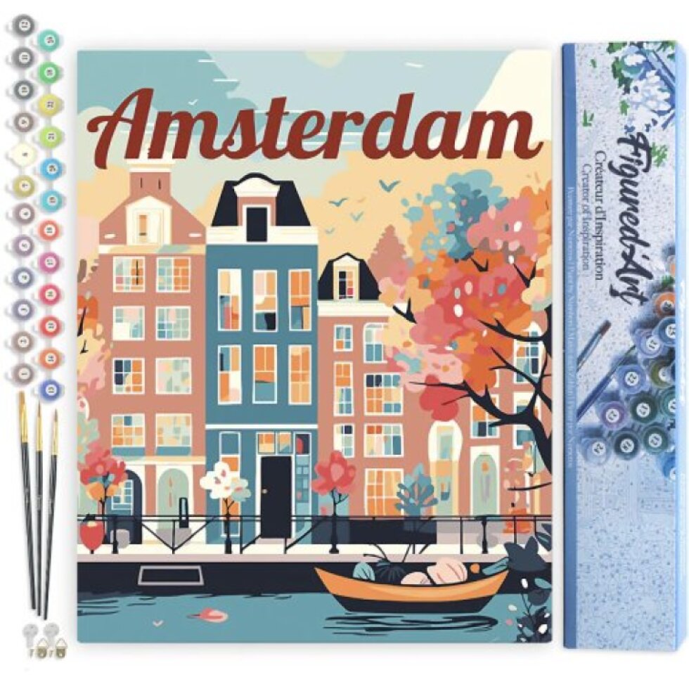 Malování podle čísel - VINTAGE AMSTERDAM bez rámu 40 x 50 cm