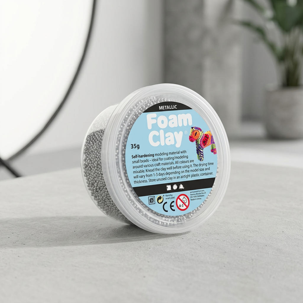 Samotvrdnoucí modelovací pěnová kuličková hmota Foam Clay 35g STŘÍBRNA