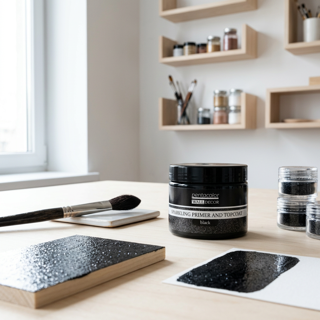 Třpytivý základní a vrchní lak WALL DECOR 150 ml ČERNÁ