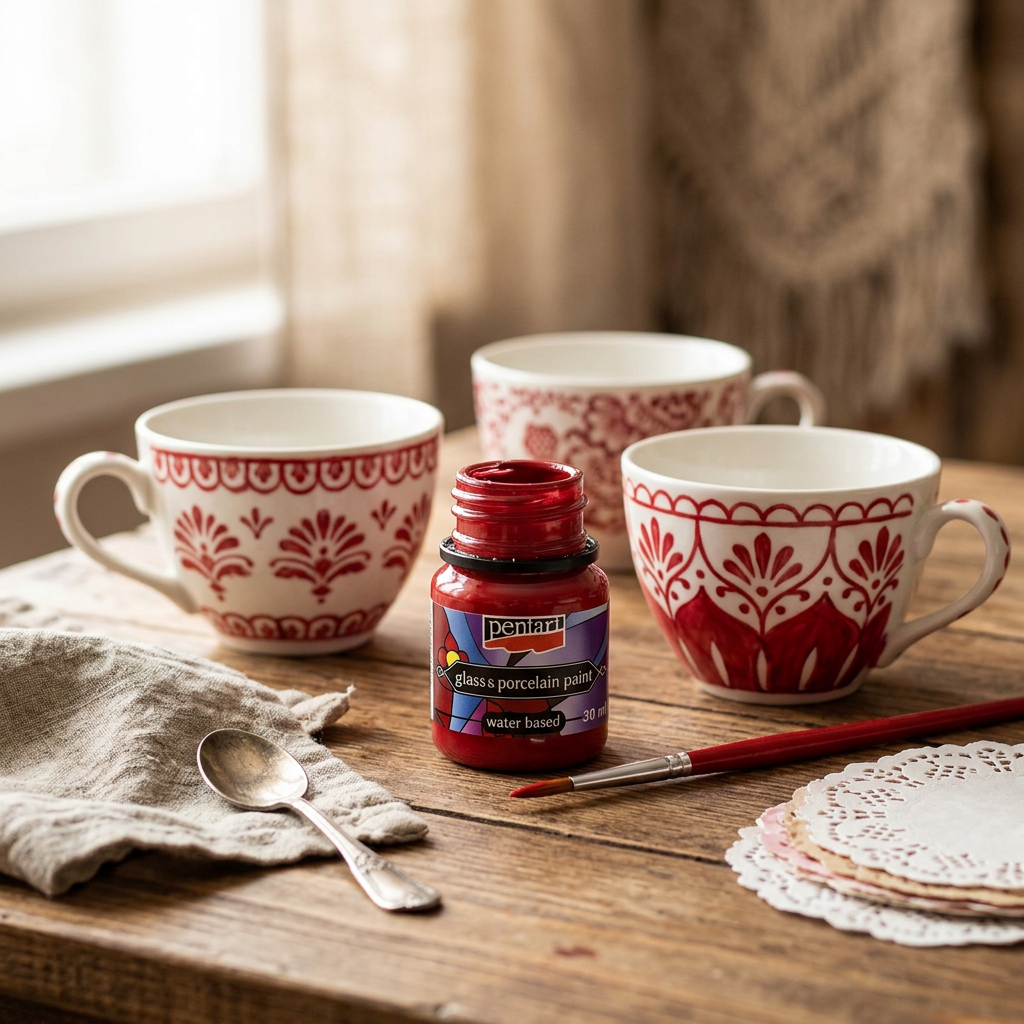 Barva na sklo a porcelán PENTART 30 ml ČERVENÁ