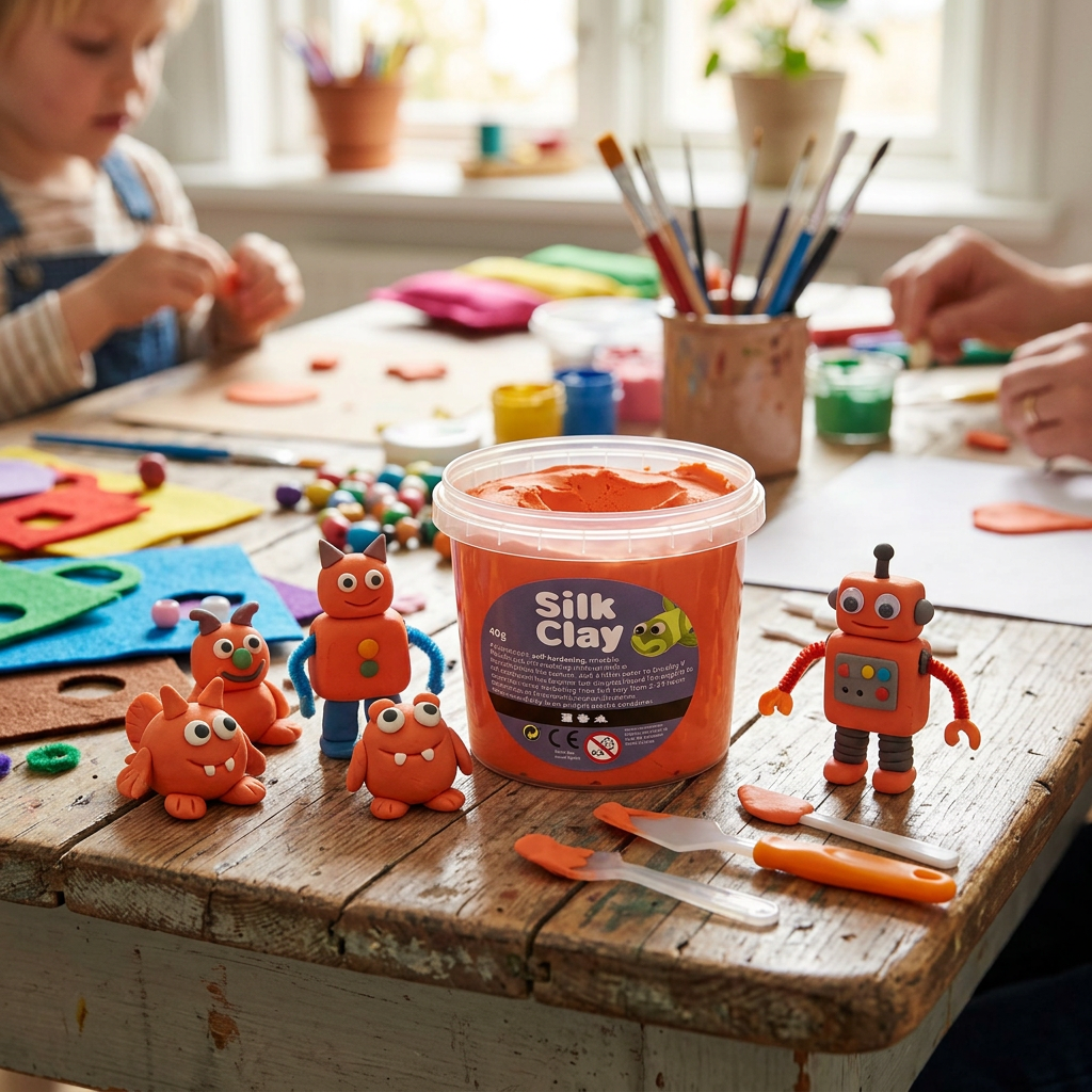 Samotvrdnoucí modelovací lehká hmota Silk Clay 40g ORANŽOVÁ