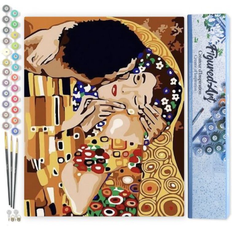 Malování podle čísel - GUSTAV KLIMT POLIBEK bez rámu 40 x 50 cm
