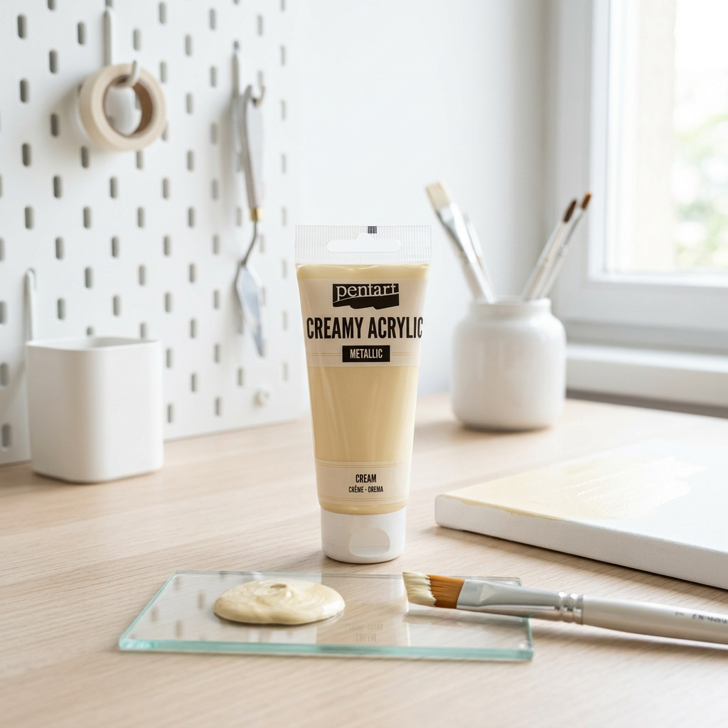 Krémová akrylová barva pololesklá PENTART 60 ml KRÉMOVÁ