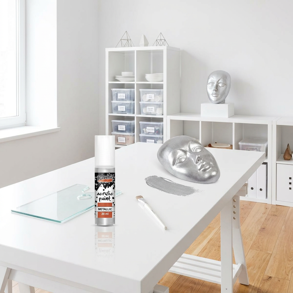 Akrylová barva metalická PENTART 20 ml STŘÍBRNÁ