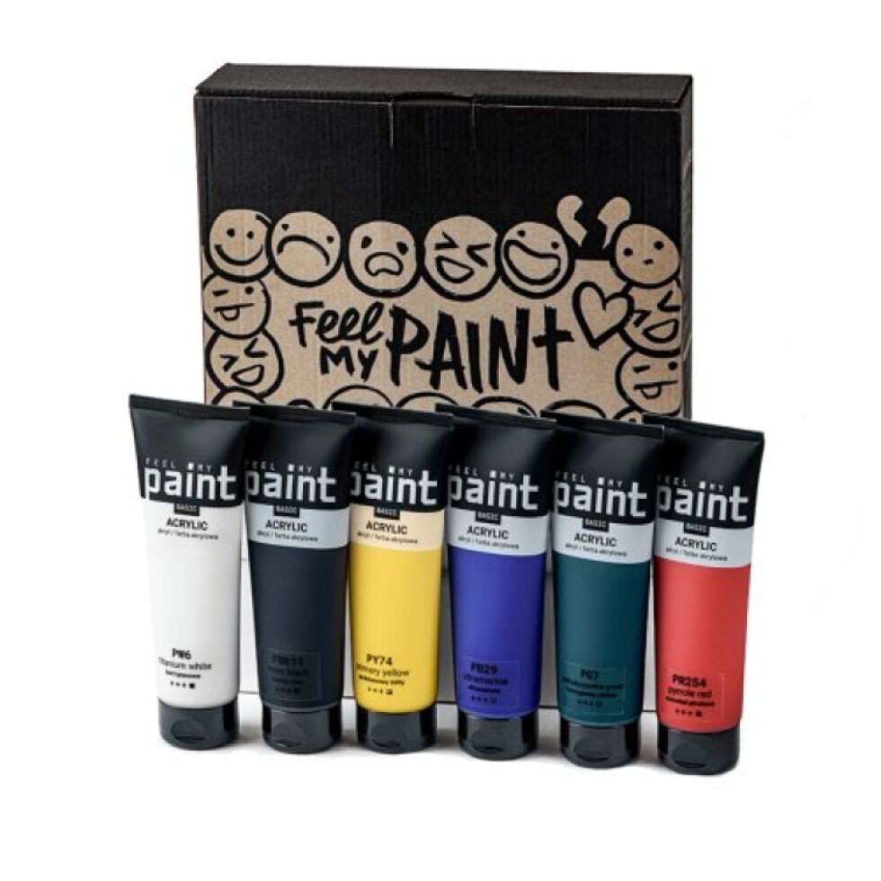 Sada akrylová barva FeelMyPaint 120 ml 6 barev - certifikace o bezpečnosti dětských hraček